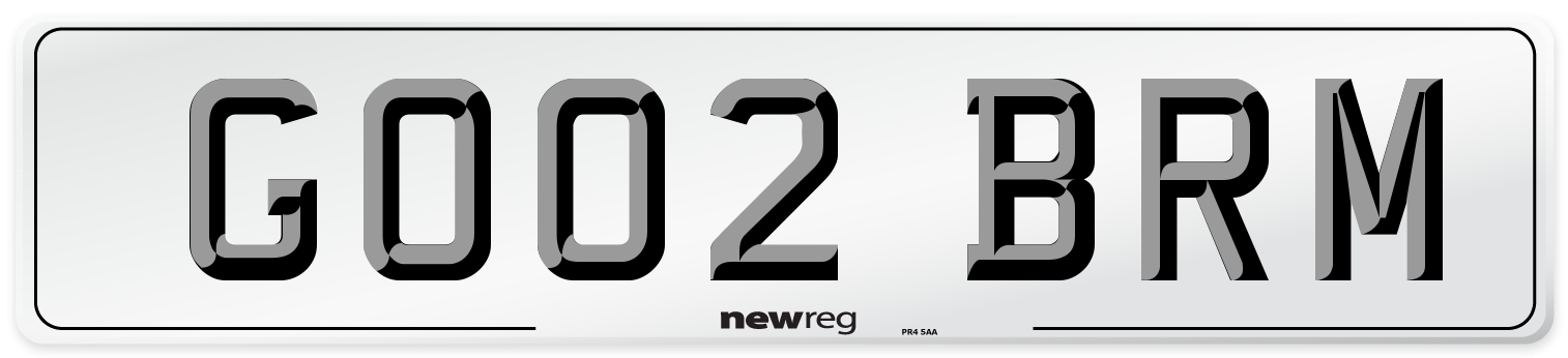 GO02 BRM Number Plate from New Reg